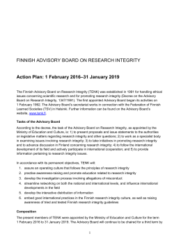 Actionplan 1.2.2016-31.1.2019 - Tutkimuseettinen neuvottelukunta