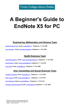 A Beginner`s Guide to EndNote X5 for PC