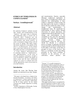 ETHICS OF TIMELINESS IN CONFUCIANISM Sarinya