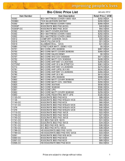 Bio Clinic Price List
