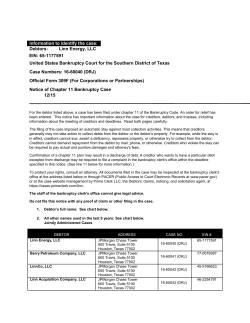 Information to identify the case: Debtors: Linn Energy, LLC EIN: 65