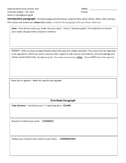 First Body Paragraph - Spokane Public Schools