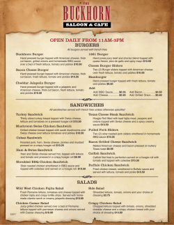 OPEN DAILY FROM 11AM-3PM SALADS BURGERS SANDWICHES