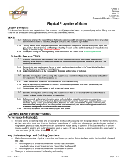 Physical Properties of Matter