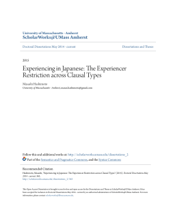 Experiencing in Japanese: The Experiencer Restriction across