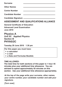 A-level Physics (specification A) Modified Question Paper Unit 5C