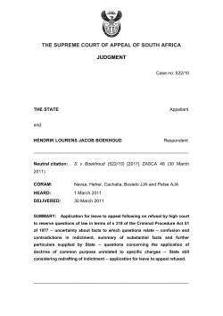 THE SUPREME COURT OF APPEAL OF SOUTH AFRICA JUDGMENT