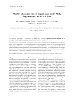 Quality Characteristics of Yogurt from Goat`s Milk, Supplemented