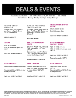 Current Offers from Vacaville Premium Outlets&reg; as of 5/24/2017