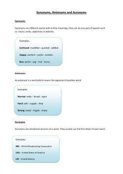 Synonyms, Antonyms and Acronyms