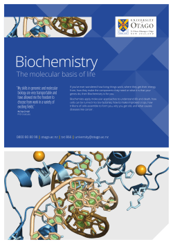 Biochemistry - University of Otago