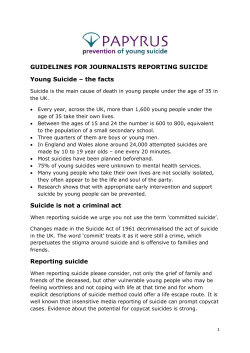 GUIDELINES FOR JOURNALISTS REPORTING SUICIDE