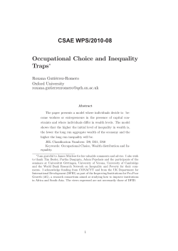 Occupational Choice and Inequality Traps