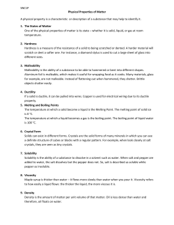 SNC1P Physical Properties of Matter A physical property is