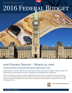 2016 Federal Budget - RBC Wealth Management