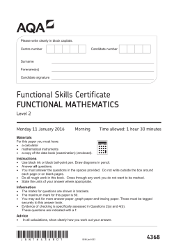 Functional Mathematics Question paper Level 2 January 2016