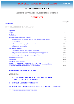 FINANCIAL REPORTING STANDARDS CONTENTS