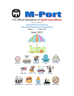 The Official Newsletter of South Coast Mensa May, 2017