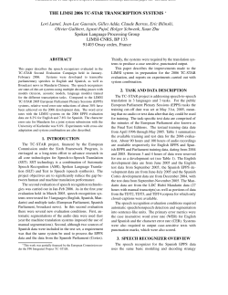 THE LIMSI 2006 TC-STAR TRANSCRIPTION SYSTEMS &lowast; Lori