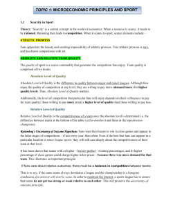 TOPIC 1: MICROECONOMIC PRINCIPLES AND SPORT