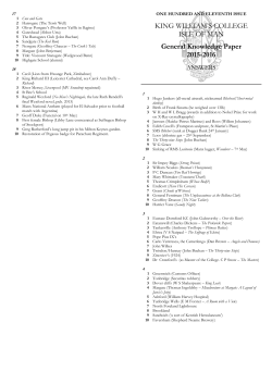 GKP 2015-2016 Answers - King William`s College