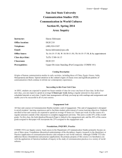 Communication in World Cultures Section 01, Spring 2014 Area