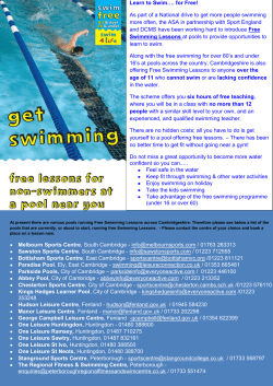 Learn to Swim…. for Free! As part of a National drive to