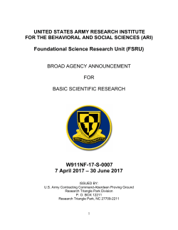 Foundational Science Research Unit (FSRU) W911NF-17-S