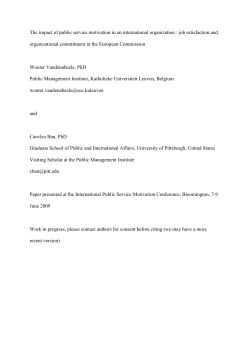 The impact of public service motivation in an international organization