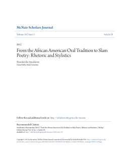 From the African American Oral Tradition to Slam Poetry: Rhetoric
