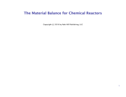The Material Balance for Chemical Reactors