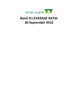Basel III LEVERAGE RATIO 30 September 2016