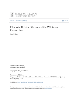 Charlotte Perkins Gilman and the Whitman Connection