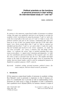 Political scientists on the functions of personal pronouns in their