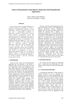 Styles of Educational Leadership for Modernist and Postmodernist