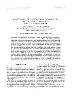 i. hypothesis-- limited homeothermy