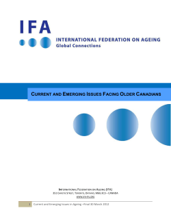 CURRENT AND EMERGING ISSUES FACING OLDER CANADIANS