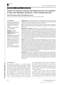 Vitamin K2 Improves Anxiety and Depression but not Cognition in