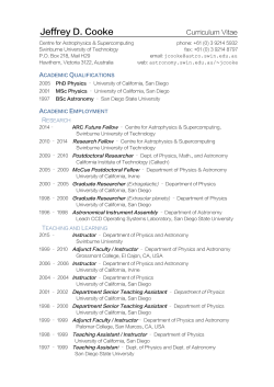 Curriculum Vitae - Centre for Astrophysics and Supercomputing