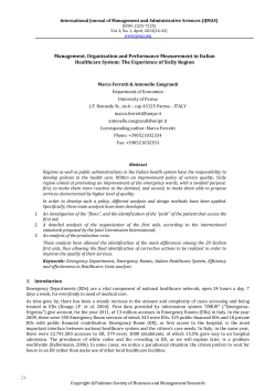 Management, Organization and Performance Measurement in