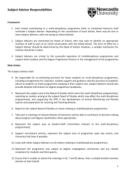 Subject Adviser Responsibilities