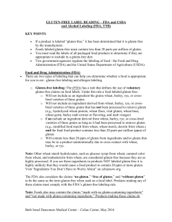 Gluten Free Label Reading - Beth Israel Deaconess Medical Center