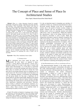 The Concept of Place and Sense of Place In Architectural Studies