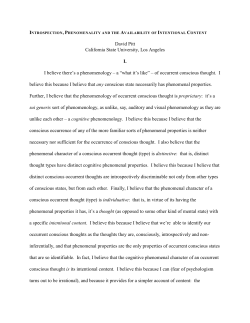 Introspection, Phenomenality and the Availability of Intentional Content