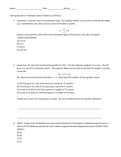 Solving Equations in Multiple choice Problems (12 Points) 1.