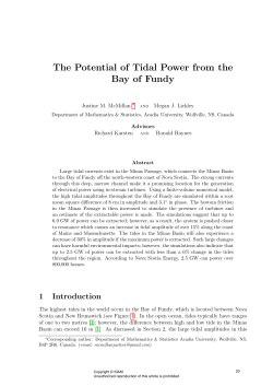 The Potential of Tidal Power from the Bay of Fundy