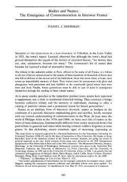Bodies and Names: The Emergence of Commemoration in Interwar