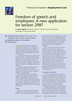 EMPLOYMENT LAW &ndash; Freedom of speech and employees: A new