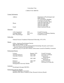 Curriculum Vitae CAROLYN B. MERVIS Contact Information