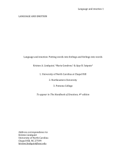 Language and emotion - UNC